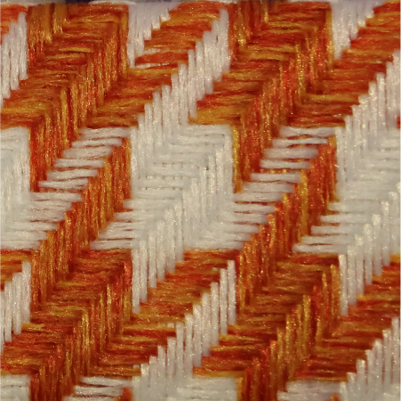 220-15 Siah Hoe Bright Orange Abstract Embroidered Yarn Fabric