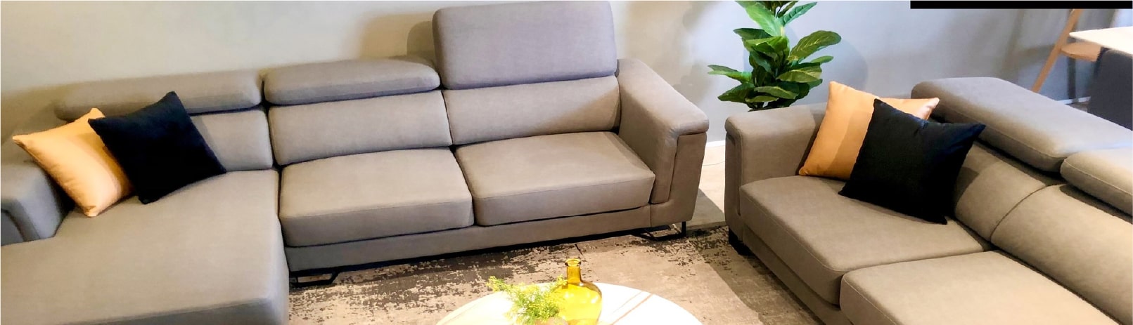 Siah Hoe Grey Furniture with Sleek Modern Decor Easy Clean Fabric Banner