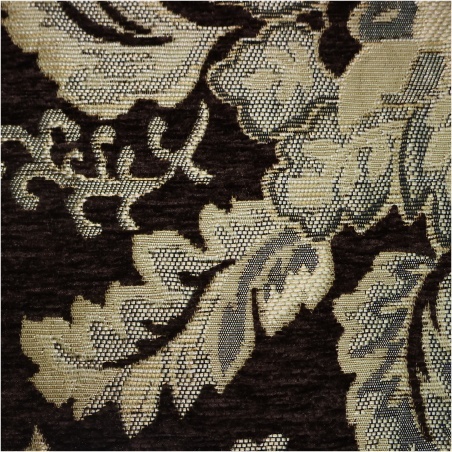 12954-2 Brown Siah Hoe Batik Floral Print with a Black Backdrop