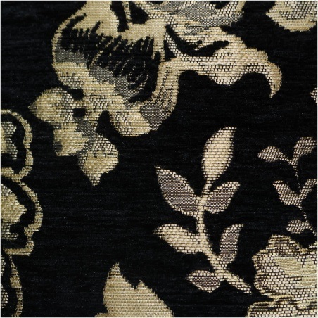 12954-4 Black Siah Hoe Batik Flower Pattern on a Black Canvas